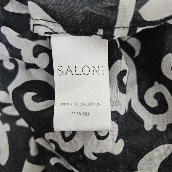 SALONI Tilly Dress Silk Noir Phoenix Fit Flare Shift Sleeveless Button - Picture 7 of 8